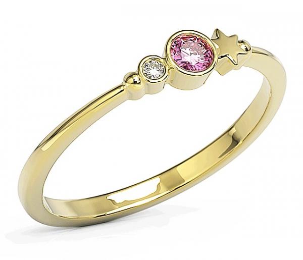 Pierścionek z żółtego złota z cyrkoniami Swarovski Róż BP-6711Z-C/PINK