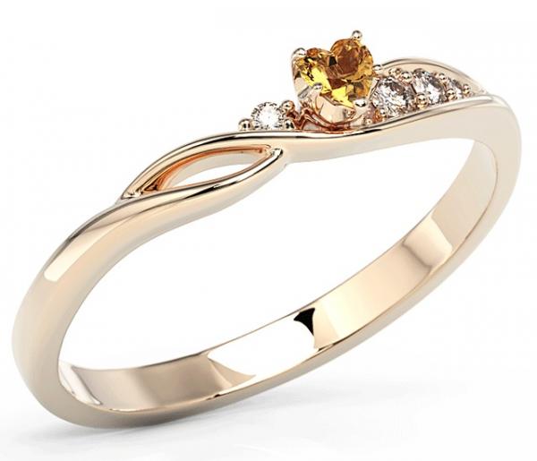 Pierścionek z różowego złota z topazem Swarovski Honey i cyrkoniami BP-81P-TOP-HON/C