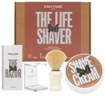 The Life Shaver Sandalwood zestaw krem do golenia 100ml + pędzel do golenia + stojak na pędzel + maszynka do golenia + ostrza maszynki do golenia