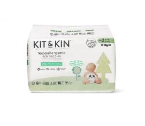 Kit and Kin, Biodegradowalne Pieluszki Jednorazowe 2 Midi (4-8kg), Myszka/Panda, 38 szt.