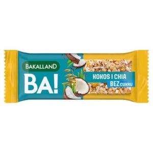 Bakalland BA! Baton zbożowy 5 zbóż Kokos & Chia 30g - KRÓTKA DATA 31.08.2024