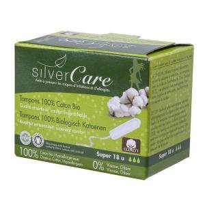 Silver Care tampony bez aplikatora z bawełny organicznej Super 18szt