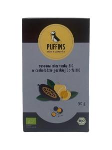 MIECHUNKA PUFFINGOWANA W CZEKOLADZIE GORZKIEJ BIO 50 g - PUFFINS