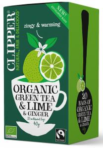 Clipper − Herbata zielona z limonką i imbirem fair trade BIO − 20 x 2 g