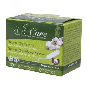 Silver Care tampony bez aplikatora z bawełny organicznej Super 18szt