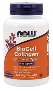 Now Foods − BioCell Collagen, hydrolizowany kolagen typu II + chondroityna + kwas hialuronowy − 120 kaps.
