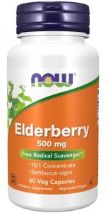 NOW FOODS Elderberry 500 mg Bez Czarny (60 kaps.)