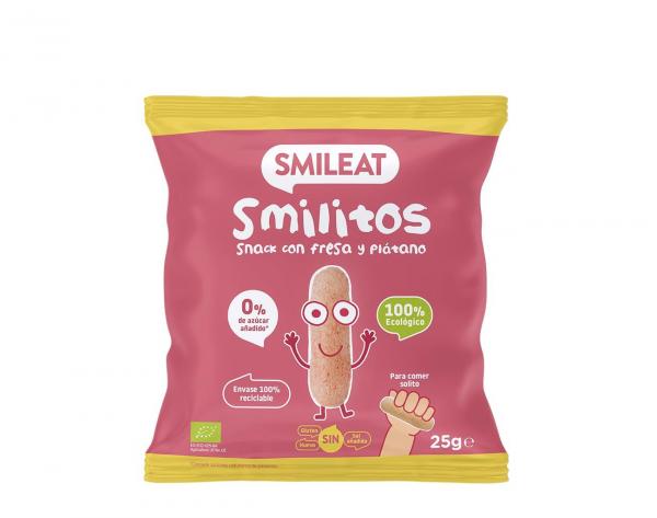 Smileat, BIO Smilitos, Ekologiczna przekąska kukurydziana o smaku truskawki i banana, 25g