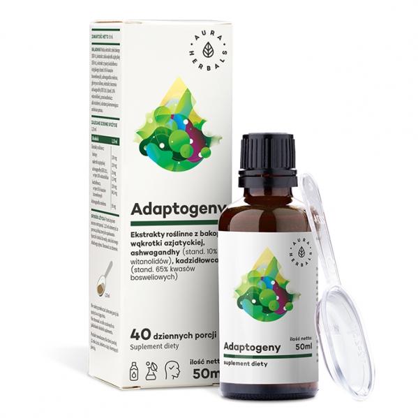 AURA HERBALS Adaptogeny - bakopa, wąkrota, ashwaghanda, kadzidłowiec 50ml