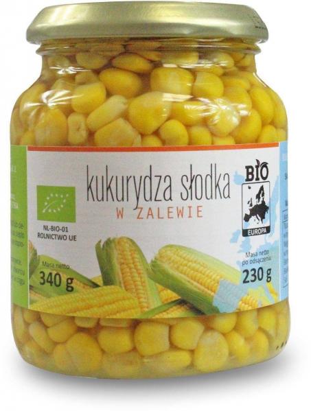 KUKURYDZA SŁODKA W ZALEWIE BIO 340 g (230 g) (SŁOIK) - BIO PLANET