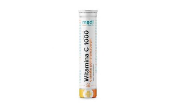 Medi Pharm − Witamina C 1000 mg o smaku pomarańczowym − 20 Tab.
