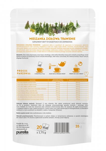 Purella Superfoods Superherbs Mieszanka ziół do zaparzania Trawienie 35g