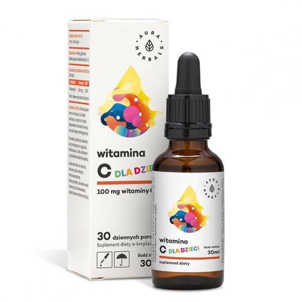 Aura Herbals − Witamina C 100 mg, krople dla dzieci − 30 ml