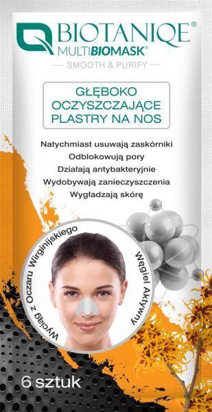 MultiBioMask, Głęboko oczyszczające plastry na nos, 6szt