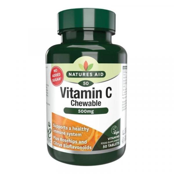 Natures Aid Witamina C 500 mg do żucia 50 T