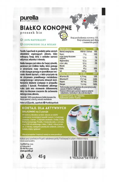 Purella Superfoods Białko konopne BIO 45g