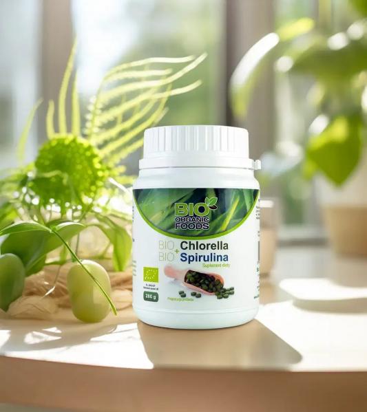 BIO Orgnanic Food - Chlorella + BIO Spirulina w tabletkach - 280g