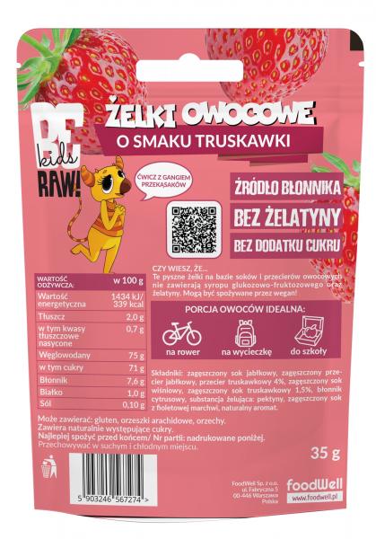 BeRAW! Kids Żelki Truskawka 35g żelki dla dzieci