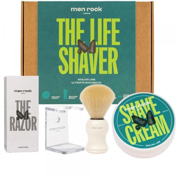 The Life Shaver Sicilian Lime zestaw krem do golenia 100ml + pędzel do golenia + stojak na pędzel + maszynka do golenia + ostrza maszynki do golenia