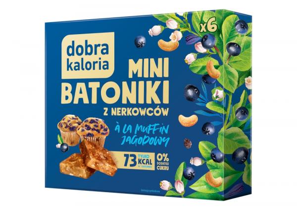 DOBRA KALORIA Mini batoniki a'la muffin jagodowy z nerkowców (6x17g) KUBARA