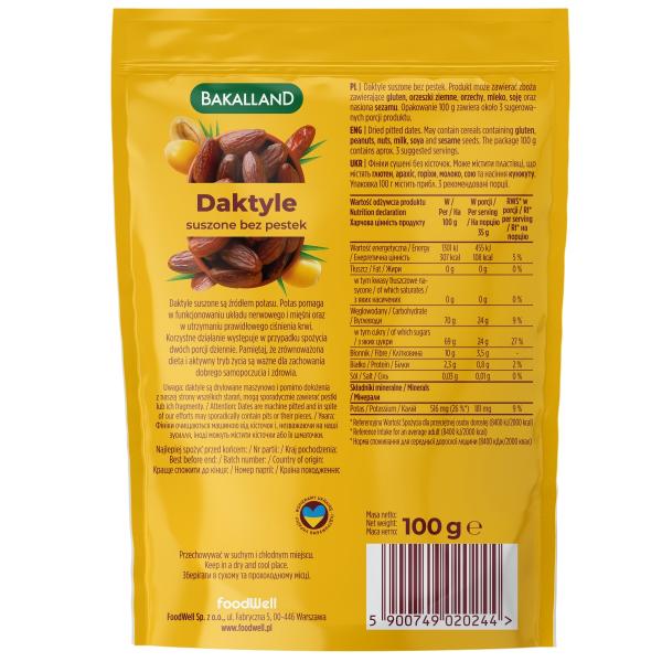 Bakalland Daktyle całe owoce 100g