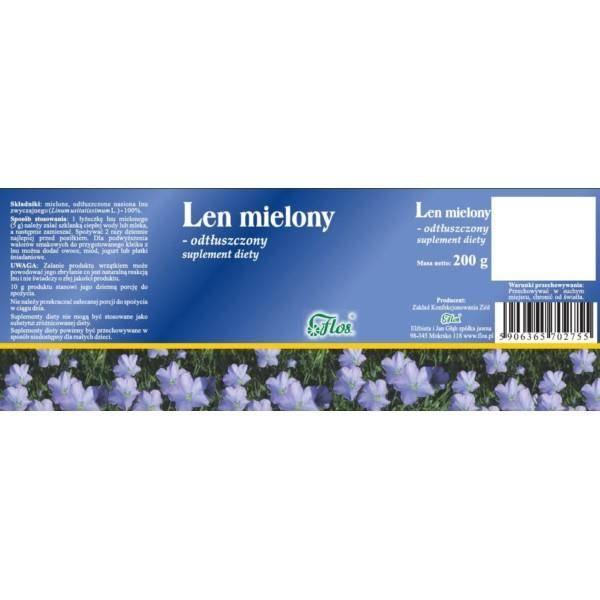 Flos − Len mielony odtłuszczony − 200 g