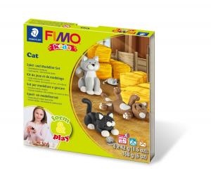 Masa plastyczna Fimo Kids Form&Play Koty zestaw 4 kolory po 42g + akcesoria