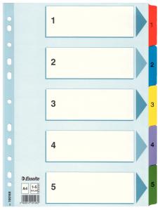 Przekładki kartonowe Esselte Mylar A4 numeryczne 1-5