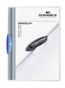 Skoroszyt zaciskowy Swingclip - transparentny z niebieskim zaciskiem