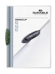 Skoroszyt zaciskowy Swingclip - transparentny z zielonym zaciskiem