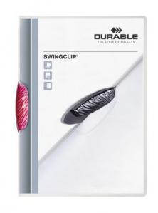 Skoroszyt zaciskowy Swingclip - transparentny z bordowym zaciskiem