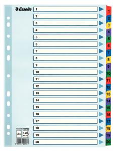 Przekładki kartonowe Esselte Mylar A4 numeryczne 1-20