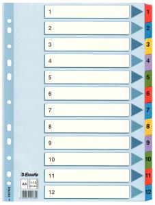 Przekładki kartonowe Esselte Mylar A4 numeryczne 1-12