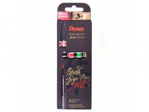 Pisaki do kaligrafii Pentel Touch Brush SignPen Artist - 4 kolory