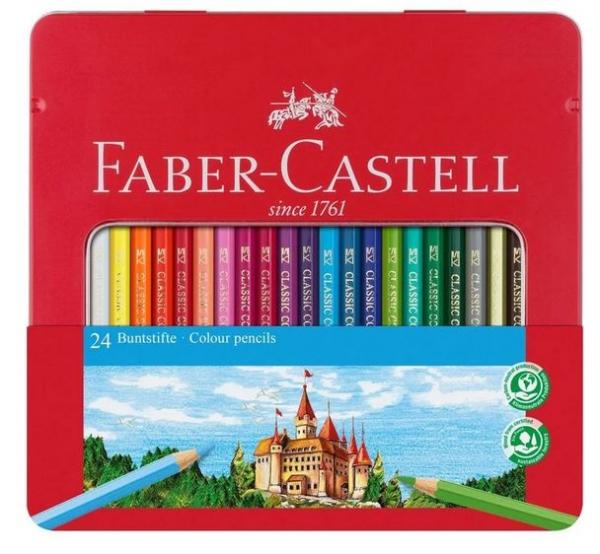 Kredki ołówkowe Faber-Castell Zamek - 24 kolory - opakowanie metalowe