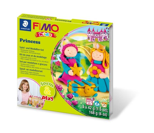 Masa plastyczna Fimo Kids Form&Play Księżniczki zestaw 4 kolory po 42g + akcesoria