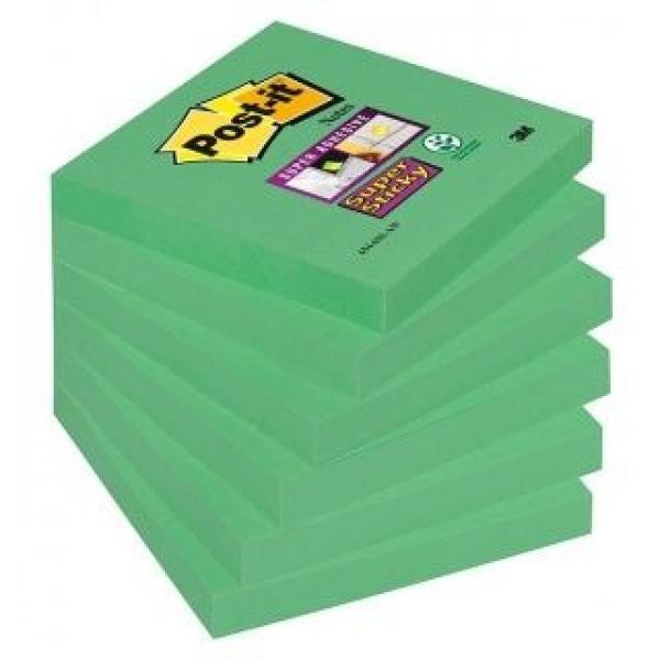 Bloczek samoprzylepny 3M Post-it 654-6SS-AW Super Sticky, 76x76mm - zielony