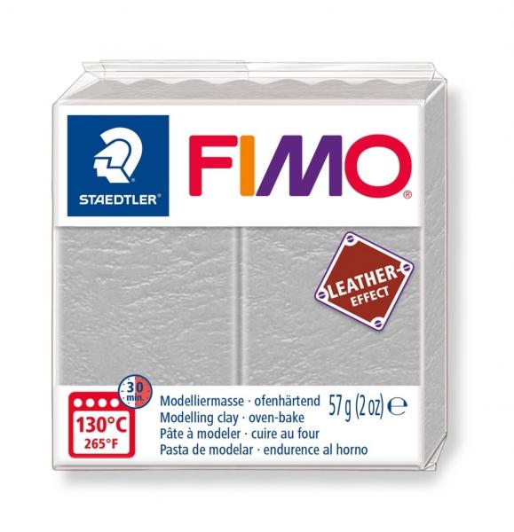 Masa plastyczna Fimo Leather Effect kostka 57g - jasnoszary