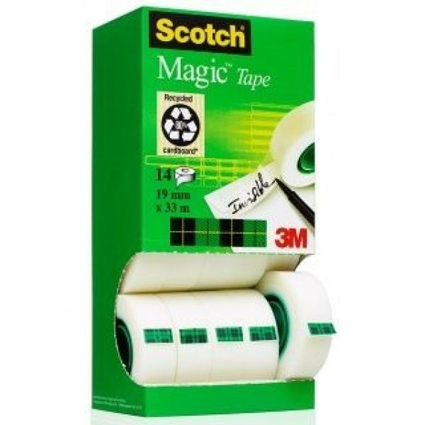 Taśma 3M Scotch Magic 19mm x 33m, zestaw 12+2 rolki gratis