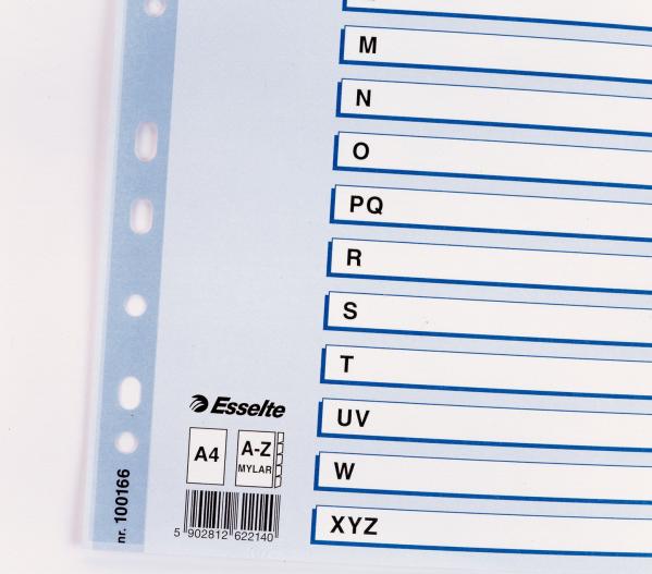 Przekładki kartonowe Esselte Mylar A4 numeryczne A-Z