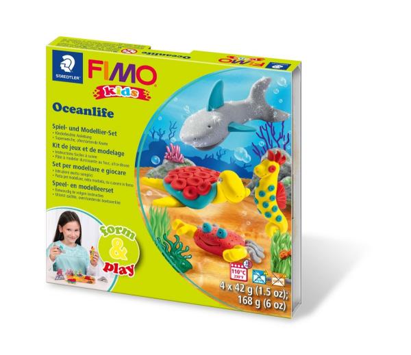 Masa plastyczna Fimo Kids Form&Play Ocean zestaw 4 kolory po 42g + akcesoria