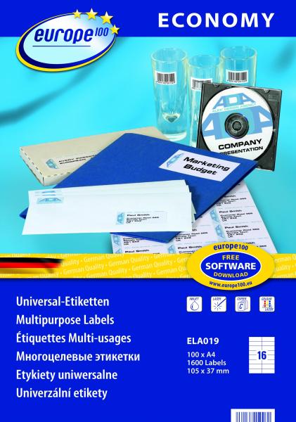 Uniwersalne etykiety Economy A4 - 105x37mm /100 ark