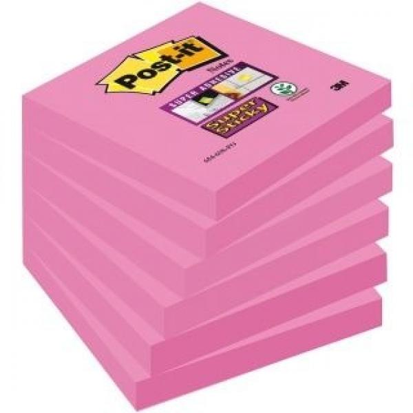 Bloczek samoprzylepny 3M Post-it 654-6SS-PO Super Sticky, 76x76mm - różowy