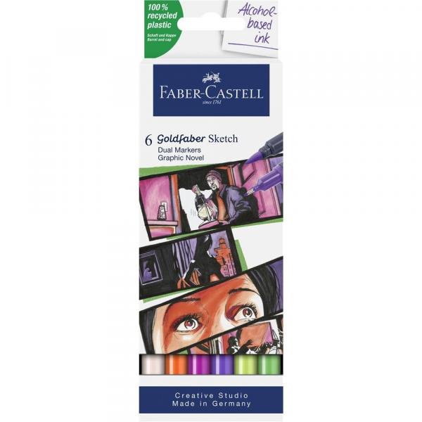 Pisaki dwustronne Faber-Castell Goldfaber Sketch Graphic Novel - 6 kolorów