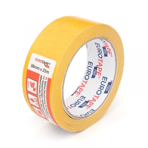 Taśma klejąca 38mm x 25m EuroTape - żółta