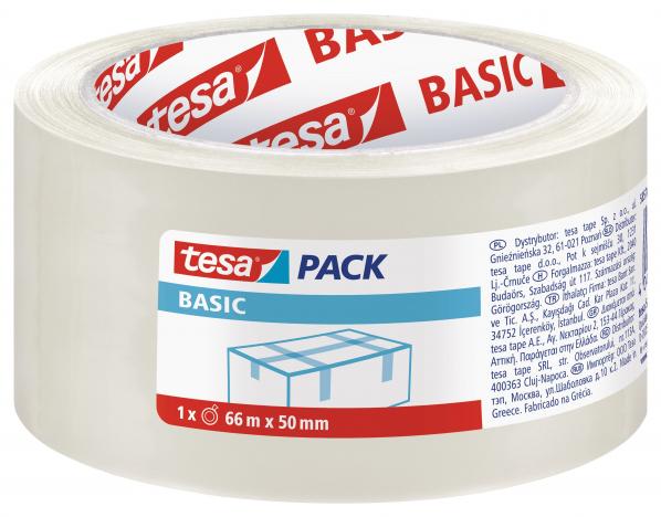 Taśma pakowa Tesa Basic akryl 50mm x 66m - przezroczysta