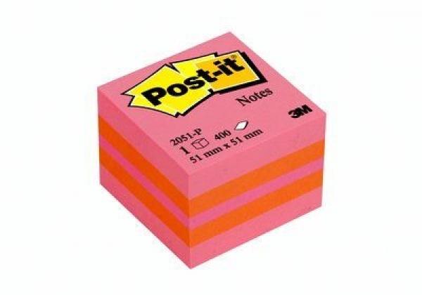 Kostka mini samoprzylepna 3M Post-it 2051-P, 51x51mm/400k - różowa