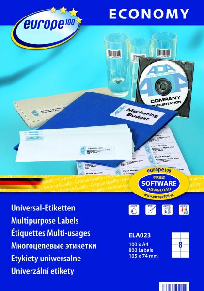 Uniwersalne etykiety Economy A4 - 105x74mm /100 ark