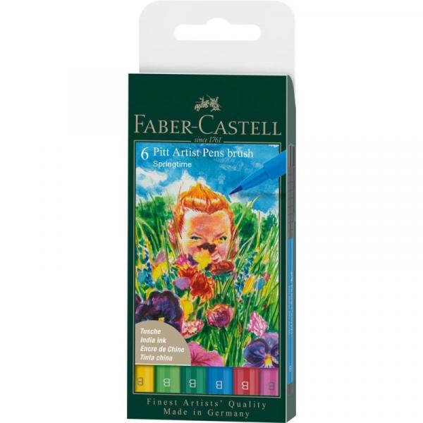 Pisaki artystyczne Faber-Castell - PITT ARTIST PEN B - Springtime- 6 kolorów