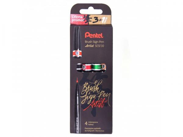 Pisaki do kaligrafii Pentel Touch Brush SignPen Artist - 4 kolory